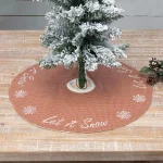 VHC Brands 21 in. Let It Snow Apple Red & Almond Farmhouse Christmas Mini Tree Skirt thumbnail 4