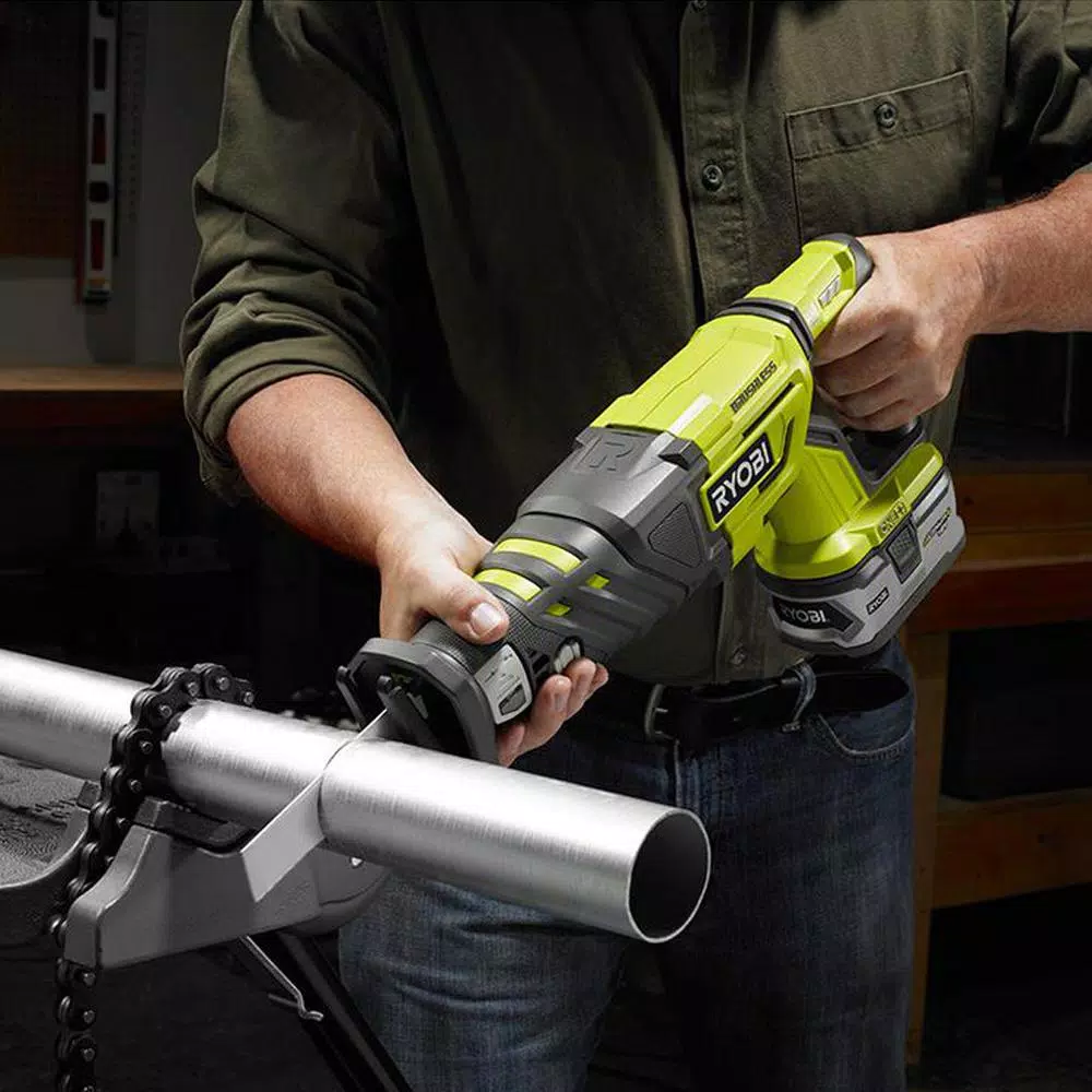 RYOBI 18V ONE+ Brushless Cordless Reciprocating Saw (Tool Only) with Wood Cutting Blade