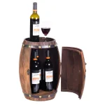 Vintiquewise Vintage Wooden Barrel Shaped Wine Rack - Rustic 7-Bottle Storage Display thumbnail 3