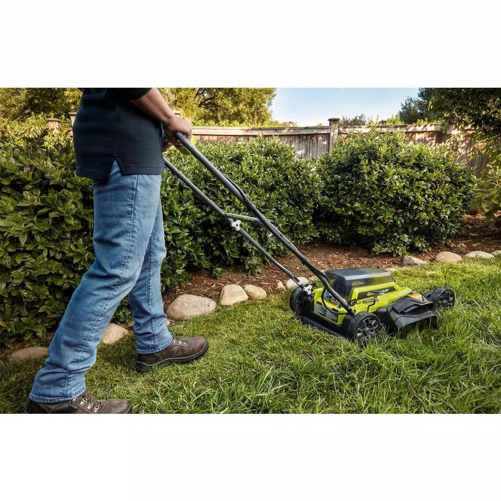 RYOBI 40V 18 in. 2-in-1 Cordless Lithium-Ion Walk Behind Push Mower with (2) 4 Ah Batteries and Charger