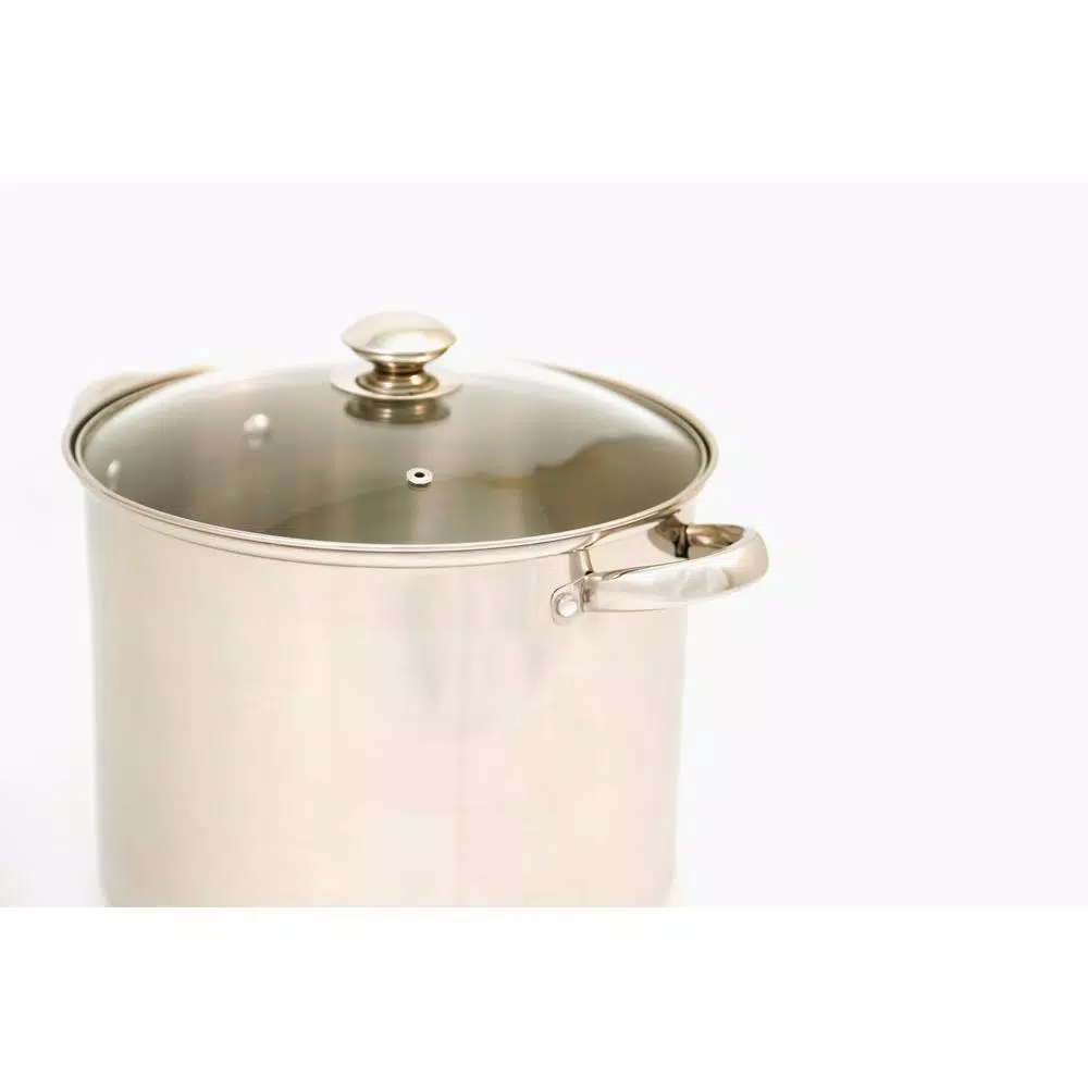 ExcelSteel 12 qt. Stainless Steel Stock Pot with Tempered Glass Lid