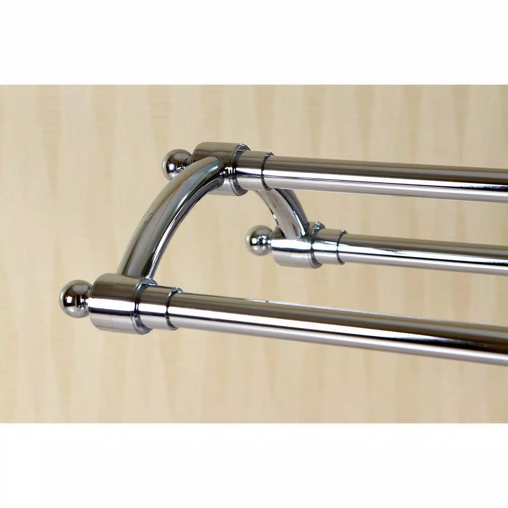 Kingston Brass Pedestal Round Plate Floor Standing Towel Rack - Polished Chrome