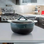 Gibson Artisan 2.3 Qt. Stoneware Casserole Dish with Lid, Gradient Gray thumbnail 3