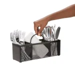 Mind Reader 3-Section Black Mesh Cutlery Holder & Silverware Organizer thumbnail 4
