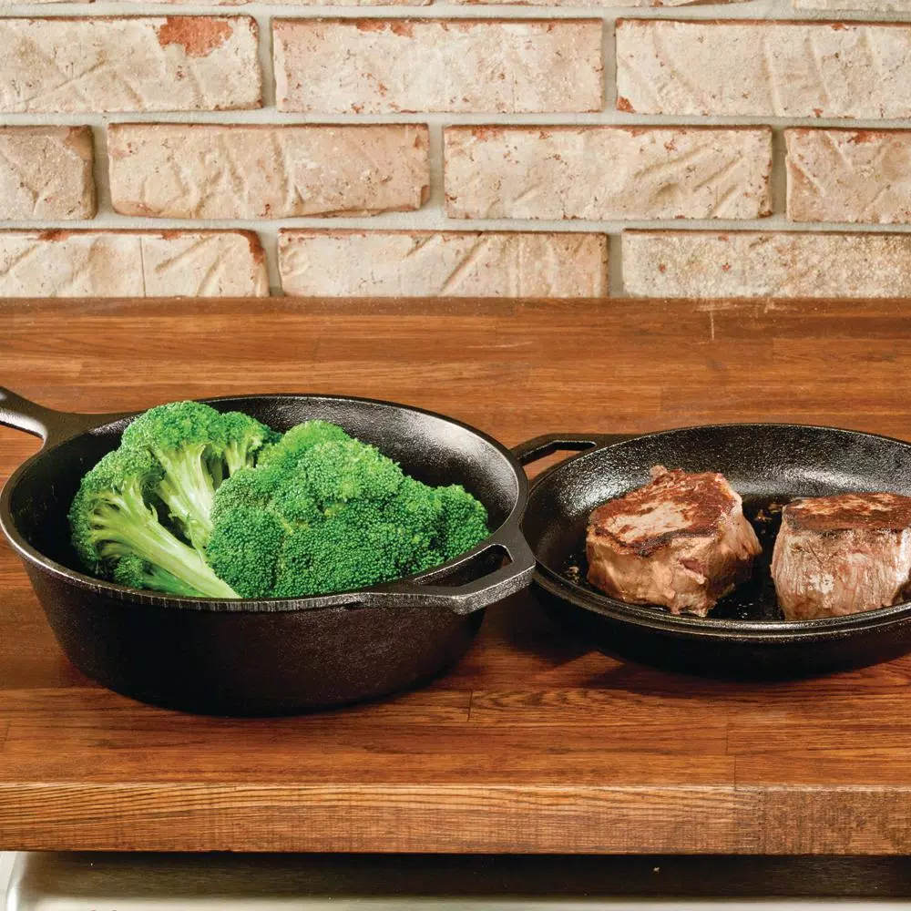Lodge 2-Piece Cast Iron Combo Cooker Set - Deep Skillet, Fryer, and Dutch Oven with Convertible Lid