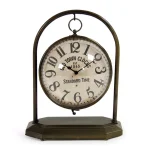 Zentique Pendulum Sphered Distressed Gold Table Clock - Antique Bronze Iron Desk Clock thumbnail 1