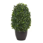Nearly Natural 13 in. Artificial Boxwood Topiary Plant with Planter, UV Resistant, Indoor/Outdoor thumbnail 1