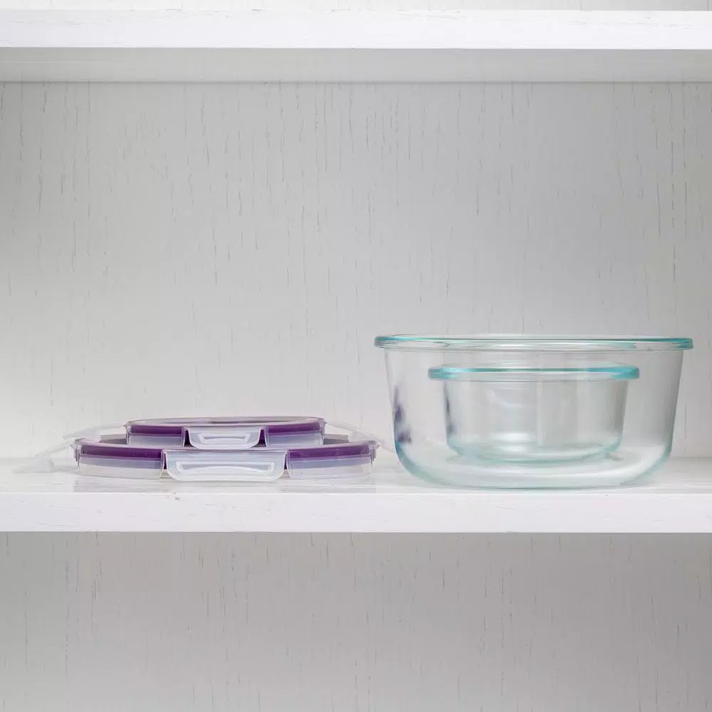 Snapware Total Solutions 8-Piece Glass Food Storage Set with Write + Erase Lids