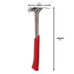 Milwaukee 17 oz. Smooth Face Framing Hammer with Shockshield Grip and Hammer Loop thumbnail 3