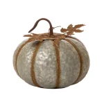Glitzhome 12 in. Galvanized Metal Round Pumpkin - Rustic Fall & Harvest Decor thumbnail 1