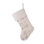 Glitzhome 21 in. White Plush Velvet Christmas Stocking Set with Snowflake Embroidery (2-Pack) thumbnail 4