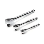 TEKTON 3-Piece Quick-Release Ratchet Set, 1/4 in., 3/8 in., 1/2 in. Drive, 90-Tooth thumbnail 1