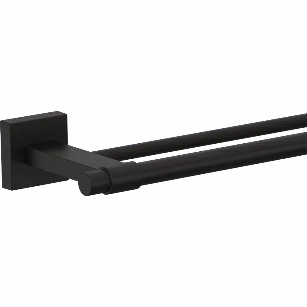 Franklin Brass Maxted 24 in. Double Towel Bar, Matte Black Modern Wall Mounted Bathroom Hardware