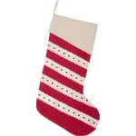 VHC Brands 20 in. Red Margot Farmhouse Christmas Stocking with Diamond Cut Lace thumbnail 1