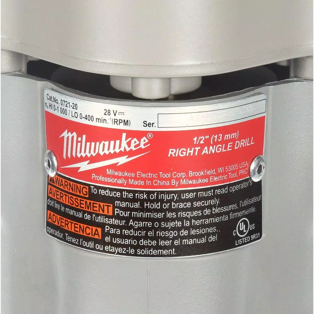 Milwaukee M28 28V Cordless 1/2 in. Right Angle Drill Kit with 3.0 Ah Battery and Charger