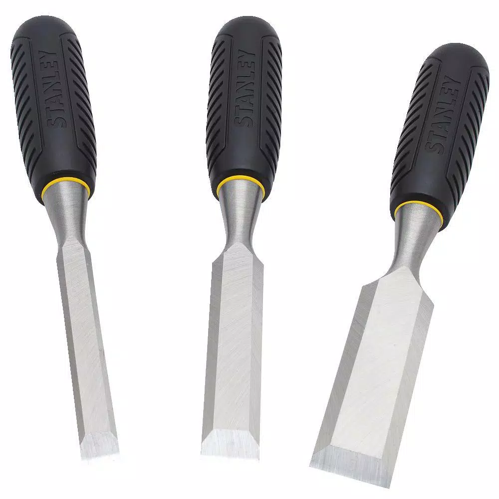 Stanley 16-150 Basic 3-Piece Wood Chisel Set with Carbon Steel Blades