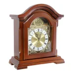 Bedford Clock Collection Redwood Mantel Clock with Chimes, Classic Wood Case with Roman Numeral Dial thumbnail 1