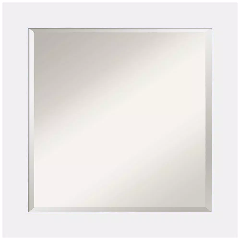 Amanti Art Corvino 25 in. Square White Matte Wood Framed Beveled Edge Bathroom Vanity Mirror