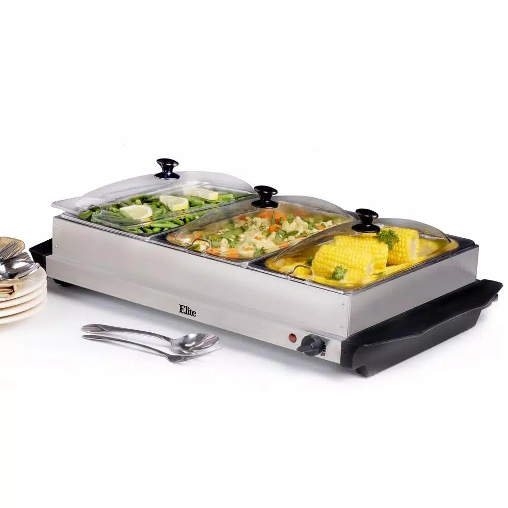 Elite Stainless Steel Buffet Server and Warming Tray Set