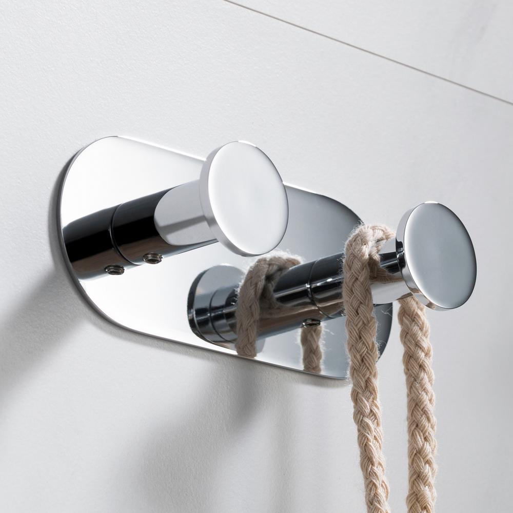 KRAUS Elie Double Robe and Towel Hook, Solid Brass, Chrome