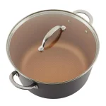 Ayesha Curry Ayesha Home Collection 7.5 Qt. Hard-Anodized Aluminum Nonstick Stock Pot with Glass Lid, Charcoal Gray thumbnail 4