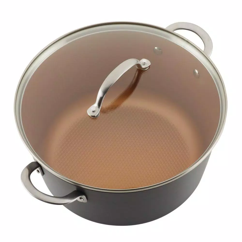 Ayesha Curry Ayesha Home Collection 7.5 Qt. Hard-Anodized Aluminum Nonstick Stock Pot with Glass Lid, Charcoal Gray