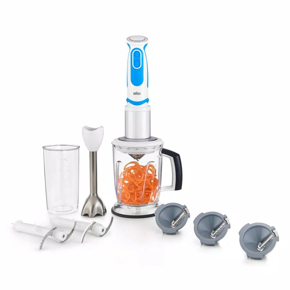 Braun MultiQuick 21-Speed White Spiralizer and Hand Blender Set with 5-Cup Chopper and Blender