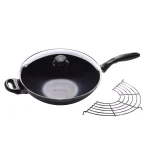 Swiss Diamond 4.9 Qt. Nonstick Wok with Lid and 11.8 in. Tempura Rack thumbnail 1