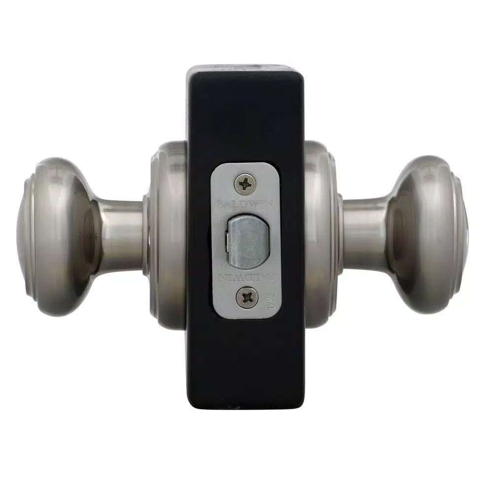 Baldwin Prestige Alcott Satin Nickel Passage Door Knobs, 4-Pack