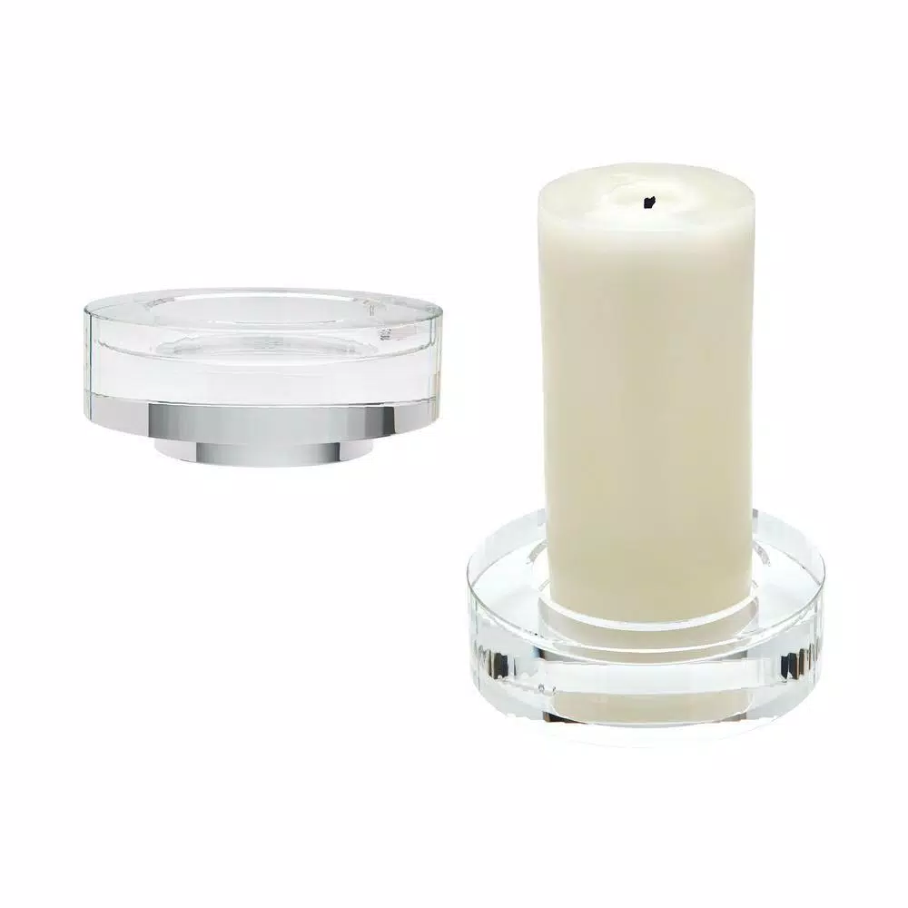 Titan Lighting Fluted Crystal Candle Holder Set of 2 - Hand-Cut Glam Decor