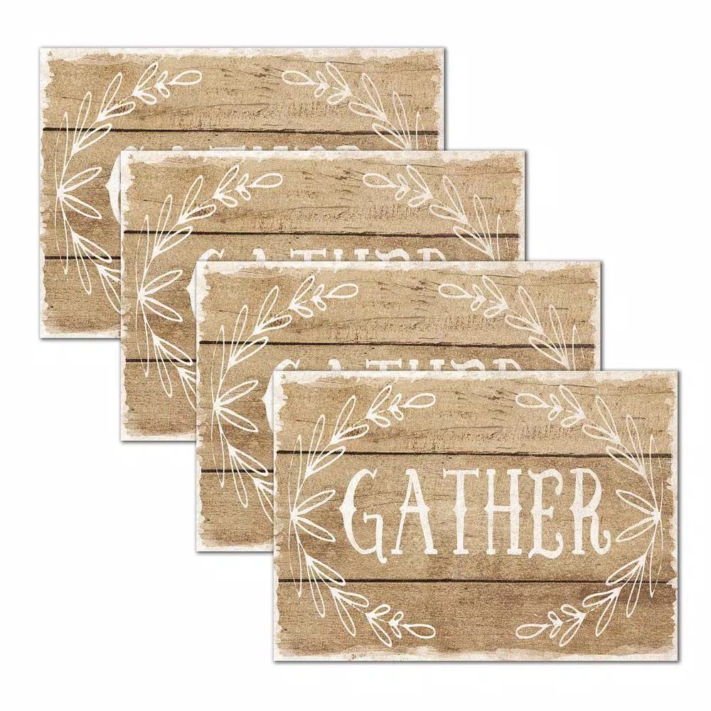 Morgan Home MHF Home Gather Brown Polypropylene Placemat Set, 18 in. x 13 in., 4-Pack