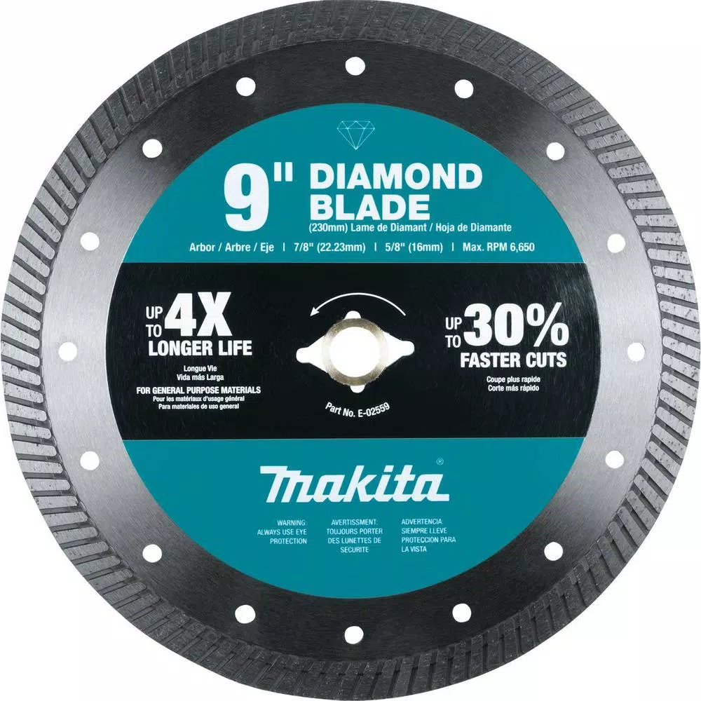 Makita 9 in. Turbo Diamond Blade for Concrete, Block, and Brick