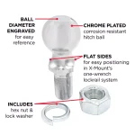TowSmart 12,000 lb. Capacity Chrome Hitch Ball, 2-5/16 in. Ball Diameter, 1-1/4 in. Shank thumbnail 4