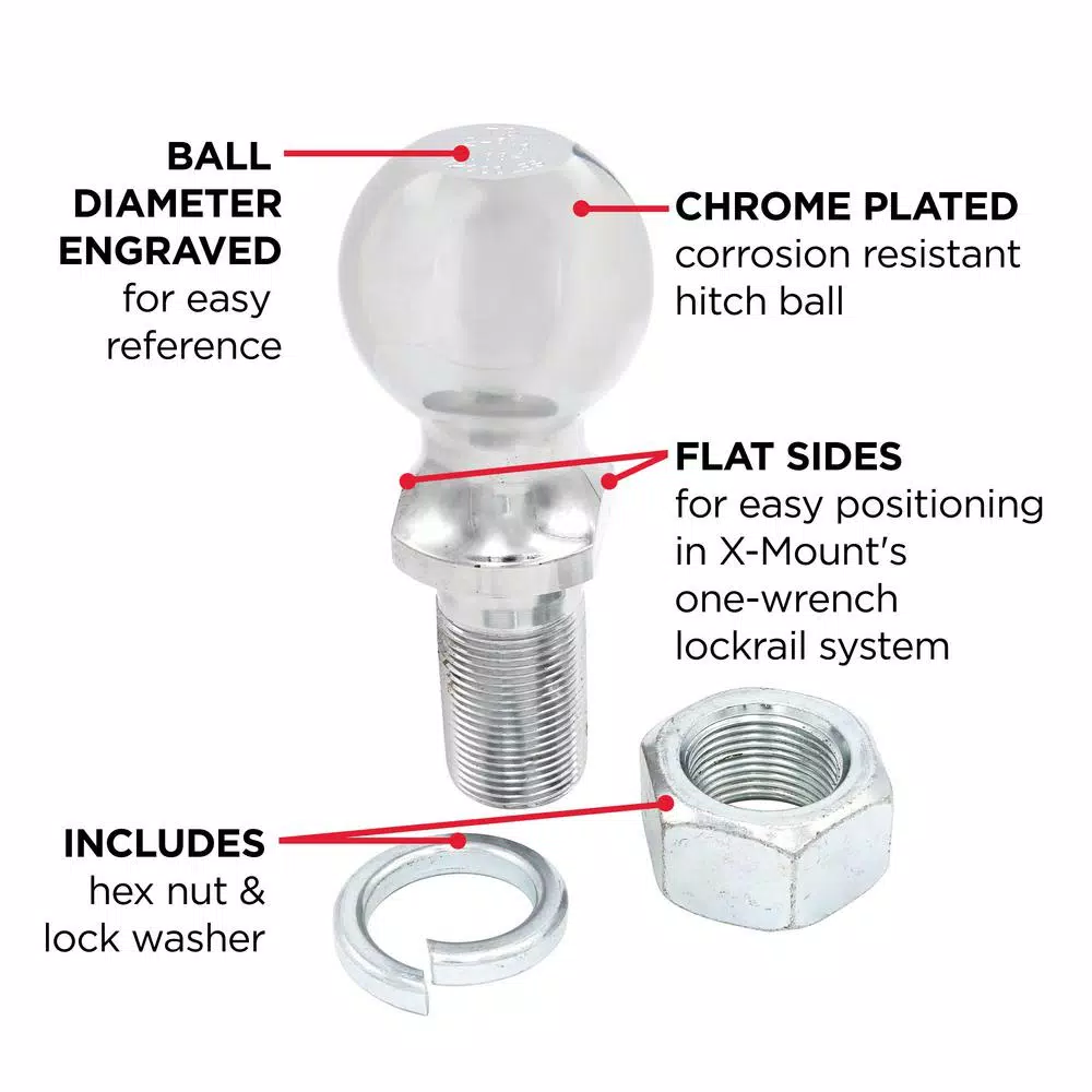 TowSmart 12,000 lb. Capacity Chrome Hitch Ball, 2-5/16 in. Ball Diameter, 1-1/4 in. Shank