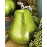 LITTON LANE Modern Reflections Emerald Green Ceramic Pear and Apple Decorative Set of 2 thumbnail 1