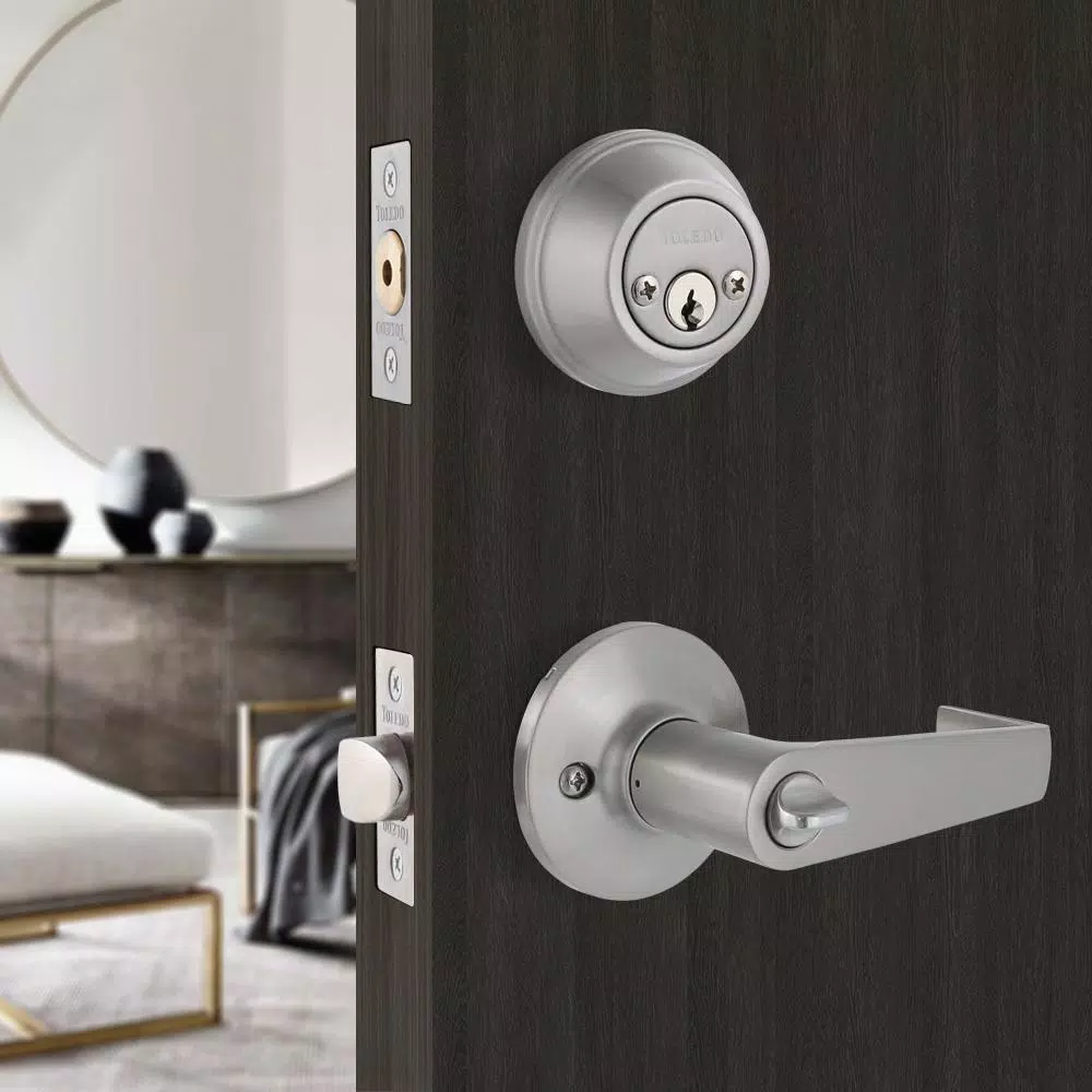 Toledo Fine Locks Double Cylinder Keyed Entry Combination Set, Satin Nickel