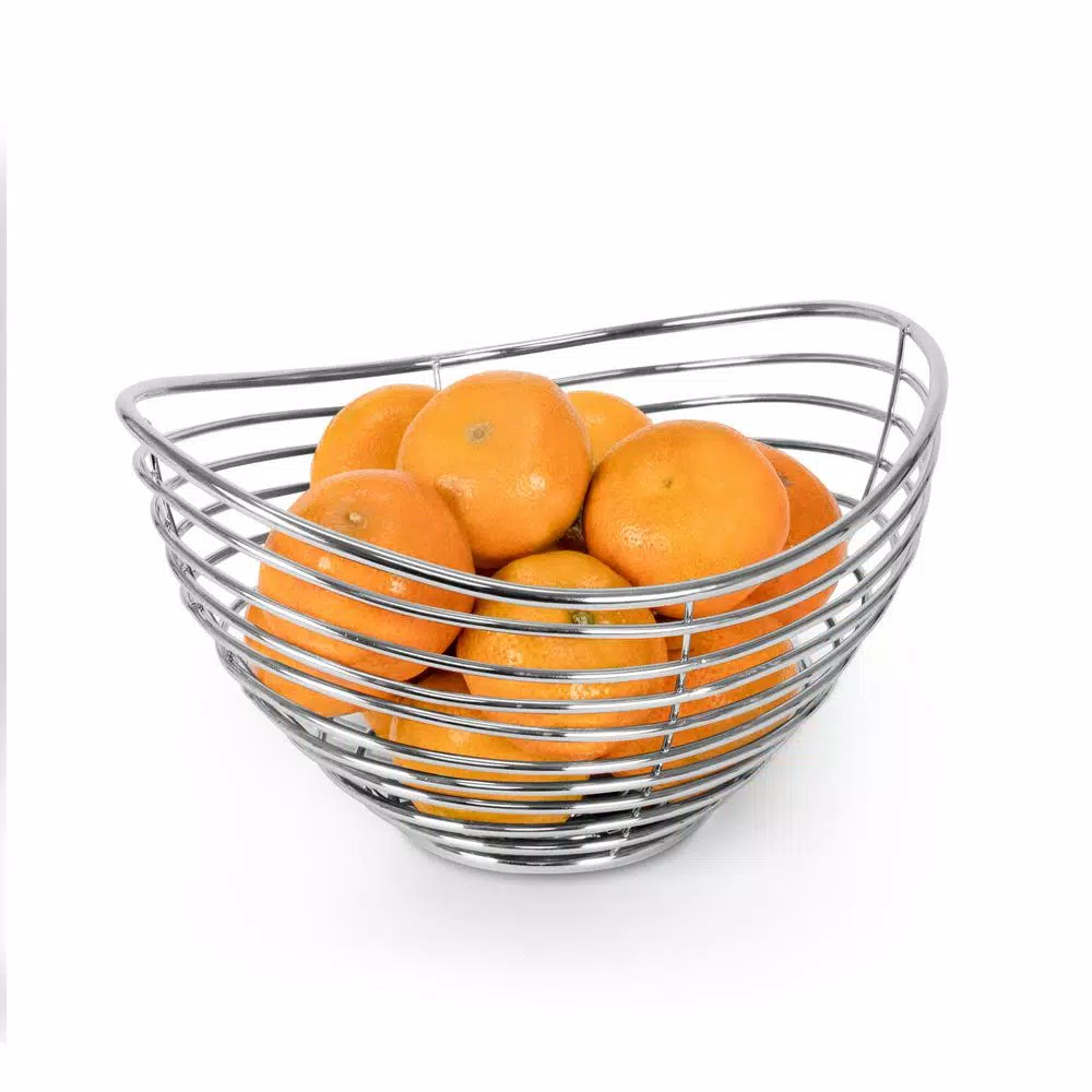 Spectrum Opus Chrome Steel Fruit Bowl - Decorative Countertop Produce & Bread Basket