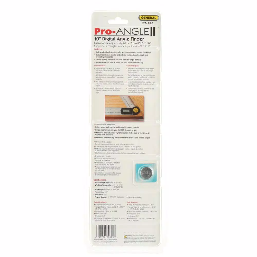General Tools 10 in. Digital Angle Ruler, Stainless Steel Precision Angle Finder