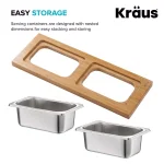 Kraus Workstation Kitchen Sink Bamboo Serving Board Set with 2 Stainless Steel Prep Bowls thumbnail 12
