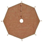 VHC Brands Soleil 48 in. Candy Apple Red & Bronze Jacquard Christmas Tree Skirt with Gold Tassels thumbnail 1