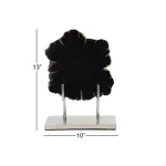 LITTON LANE Large Live Edge Black Petrified Wood Slice Sculpture on Silver Metal Stand thumbnail 4