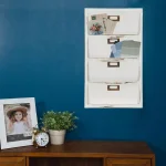 Pinnacle Distressed White Wood Wall Mail Organizer & Letter Bin with 4 Pockets thumbnail 1