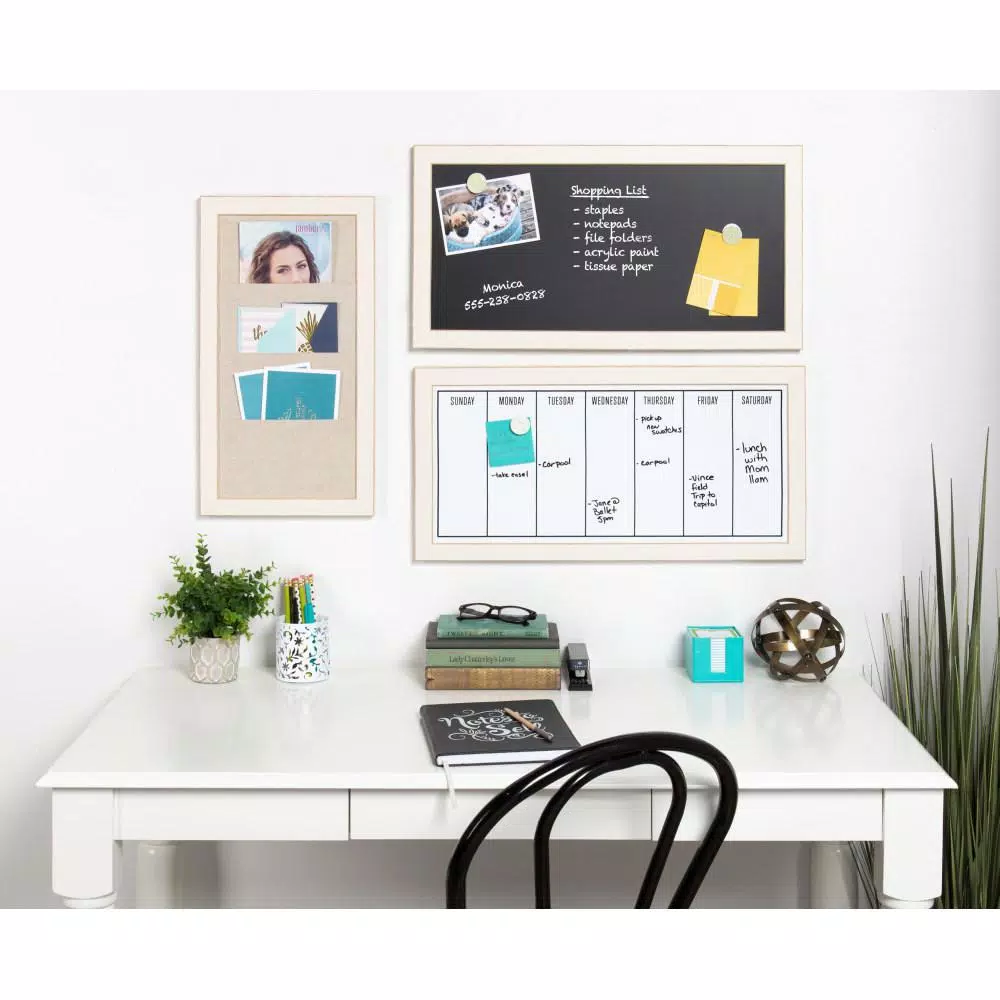 DesignOvation Wyeth Framed Magnetic Chalkboard Memo Board, 13 x 26 in.