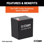 CURT Watertight Breakaway Battery Case - 5" x 3-3/8" x 3-3/4" Replacement Battery Box thumbnail 3