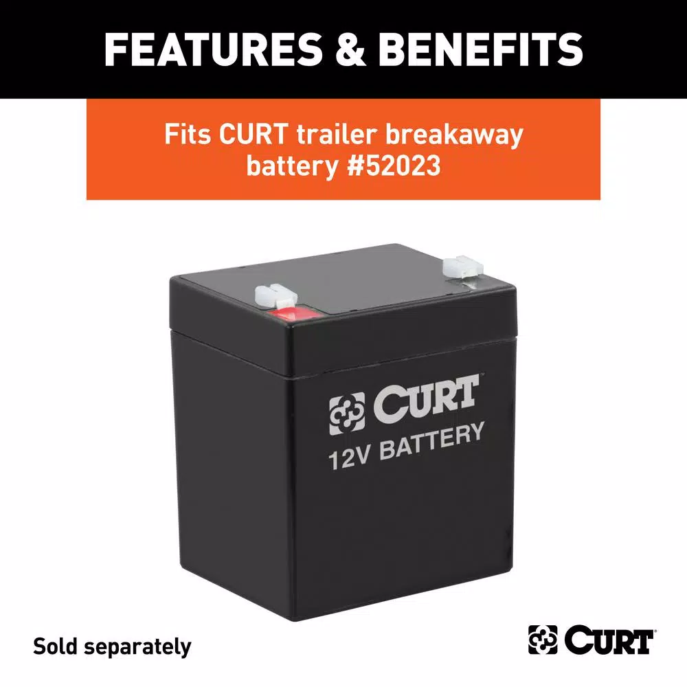 CURT Watertight Breakaway Battery Case - 5" x 3-3/8" x 3-3/4" Replacement Battery Box