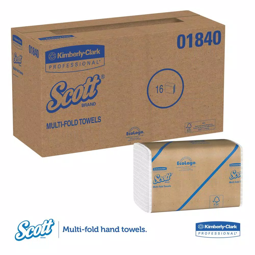 Scott Essential Multi-Fold White Paper Towels, 9.2 x 9.4 in, 4000 Sheets (16 Packs of 250)