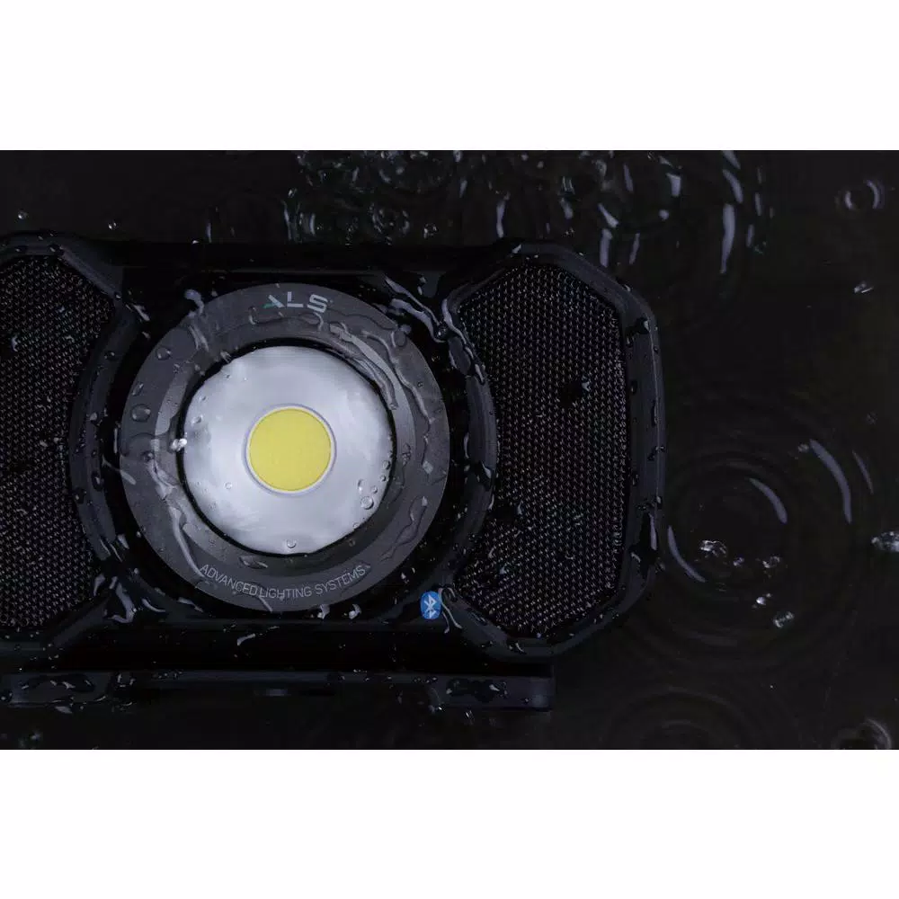 Advanced Lighting Systems 2000 Lumens LED Rechargeable Bluetooth Audio Work Light with Power Bank