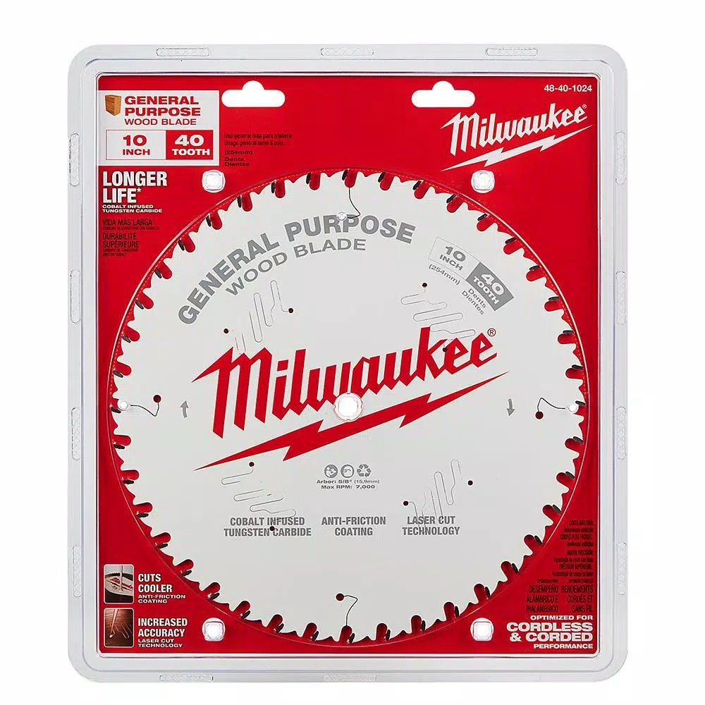 Milwaukee 10 in. 40-Tooth General Purpose Circular Saw Blade, 5/8 in. Arbor