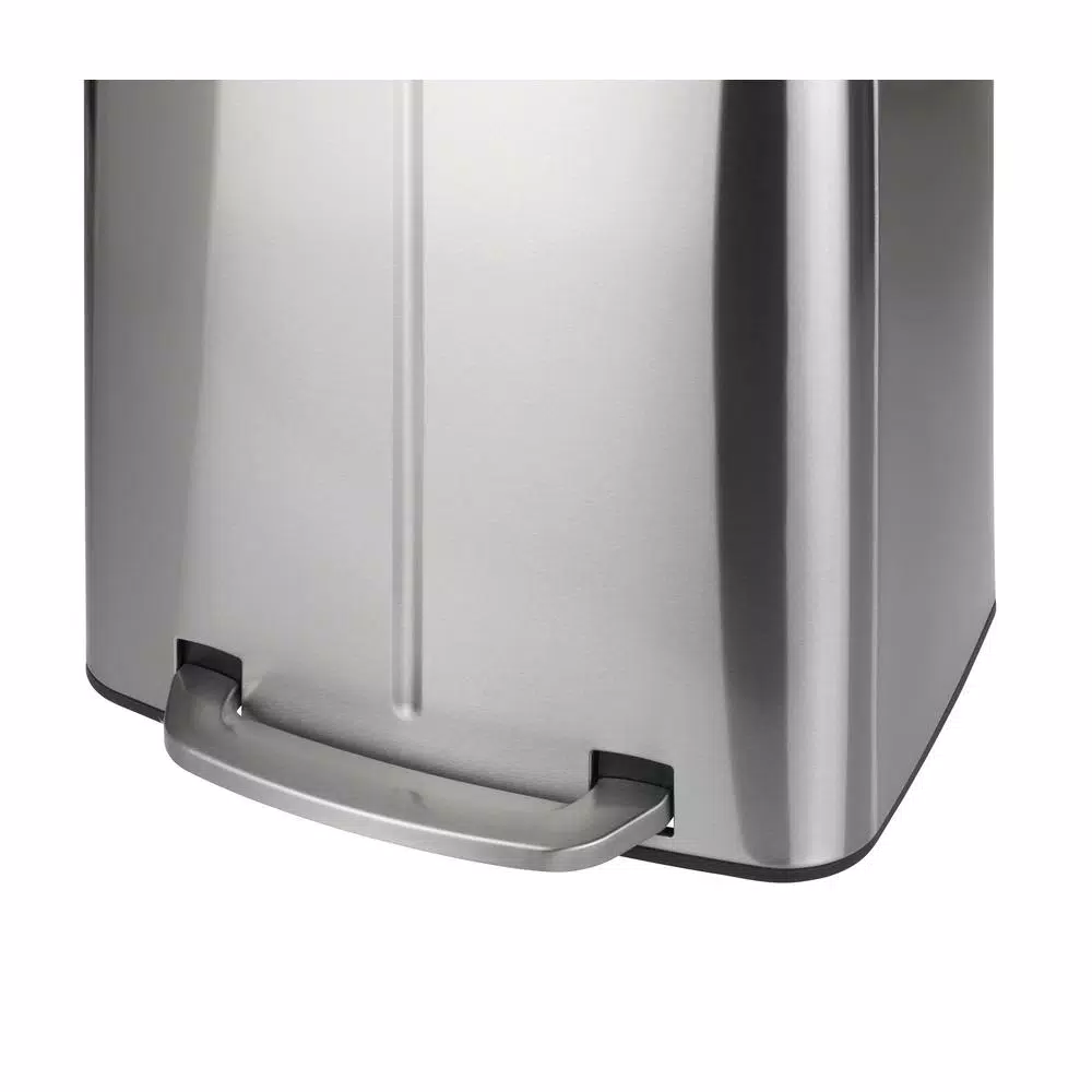 Wenko Primo 10.6 Gallon Stainless Steel Dual Bin Step-On Trash and Recycling Can