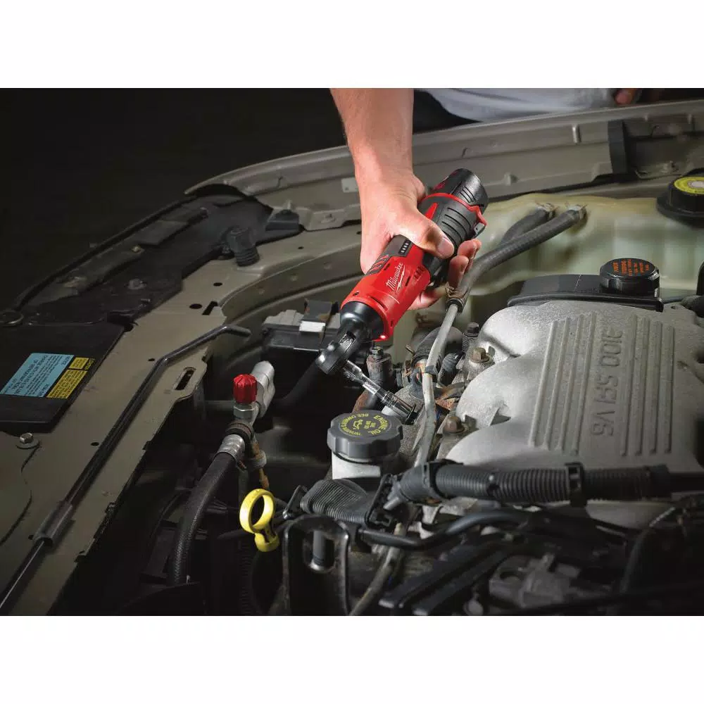 Milwaukee M12 12V Lithium-Ion Cordless 3/8 in. and 1/4 in. Ratchet Kit with Battery, Charger and Bag